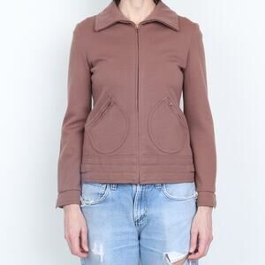 Vintage 1970s 100% Wool Brown Double Knit Jacket S